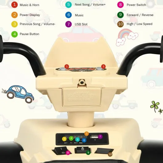 12V Kids Electric 4-Wheeler ATV Quad Ride On Car with LED Light-Yellow
