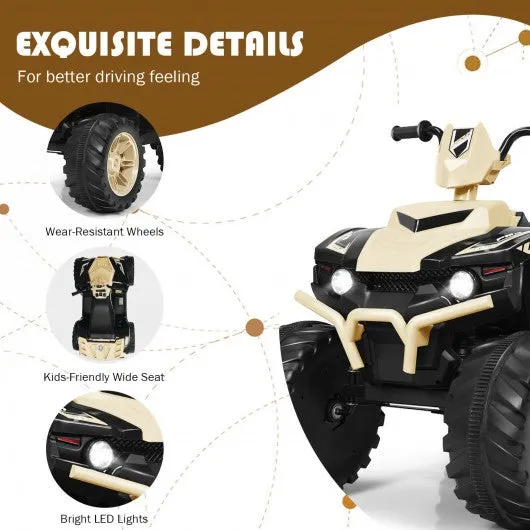 12V Kids Electric 4-Wheeler ATV Quad Ride On Car with LED Light-Yellow