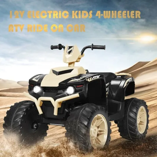 12V Kids Electric 4-Wheeler ATV Quad Ride On Car with LED Light-Yellow