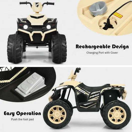 12V Kids Electric 4-Wheeler ATV Quad Ride On Car with LED Light-Yellow