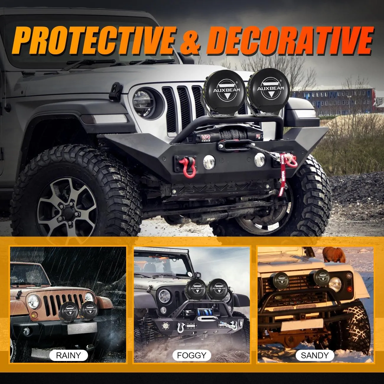 (2pcs/set) 7 Inch 230W 33332LM 360-PRO Series LED Driving Lights Amber/Black Covers(Optional) for ATV UTV SIDE BY SIDE 4X4