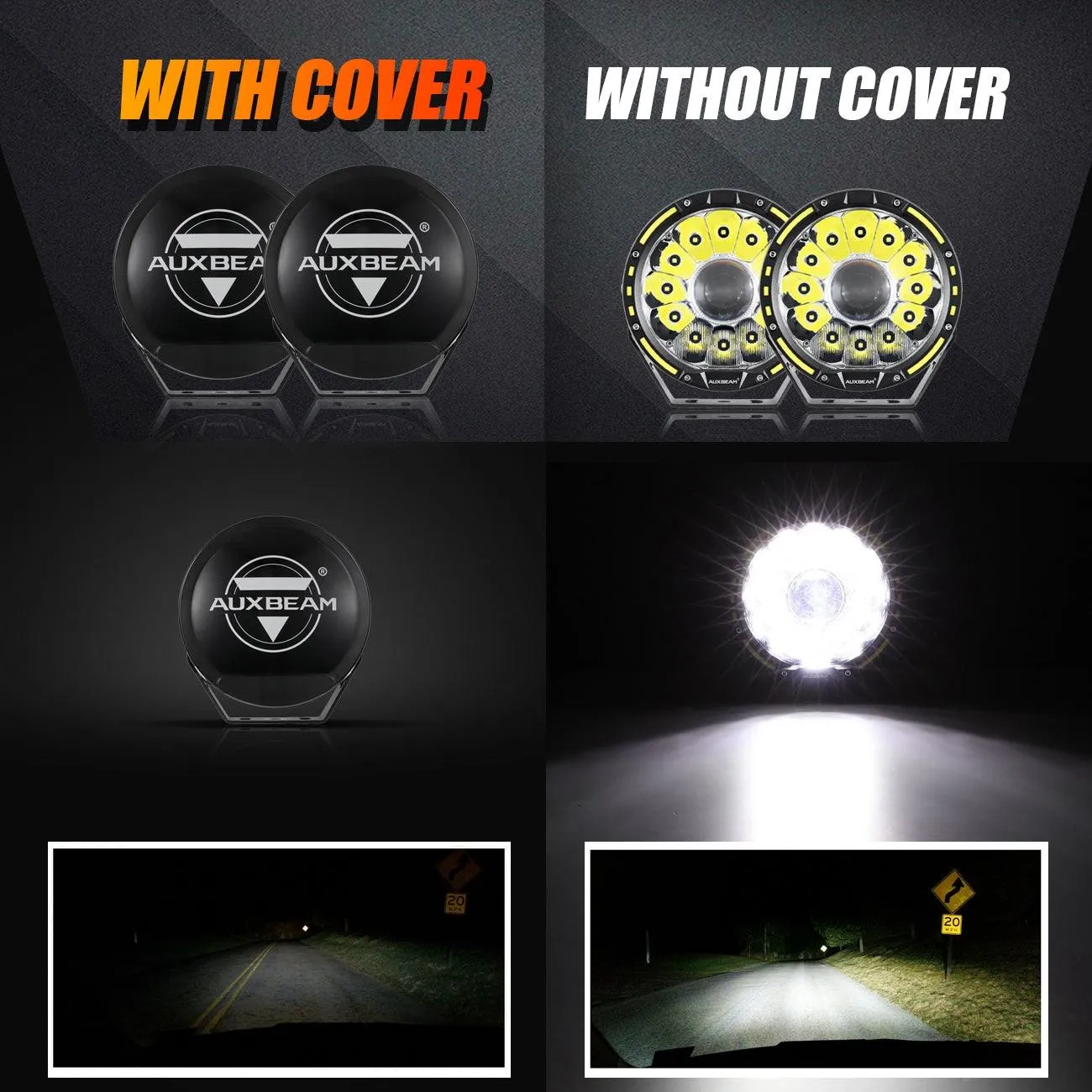 (2pcs/set) 7 Inch 230W 33332LM 360-PRO Series LED Driving Lights Amber/Black Covers(Optional) for ATV UTV SIDE BY SIDE 4X4