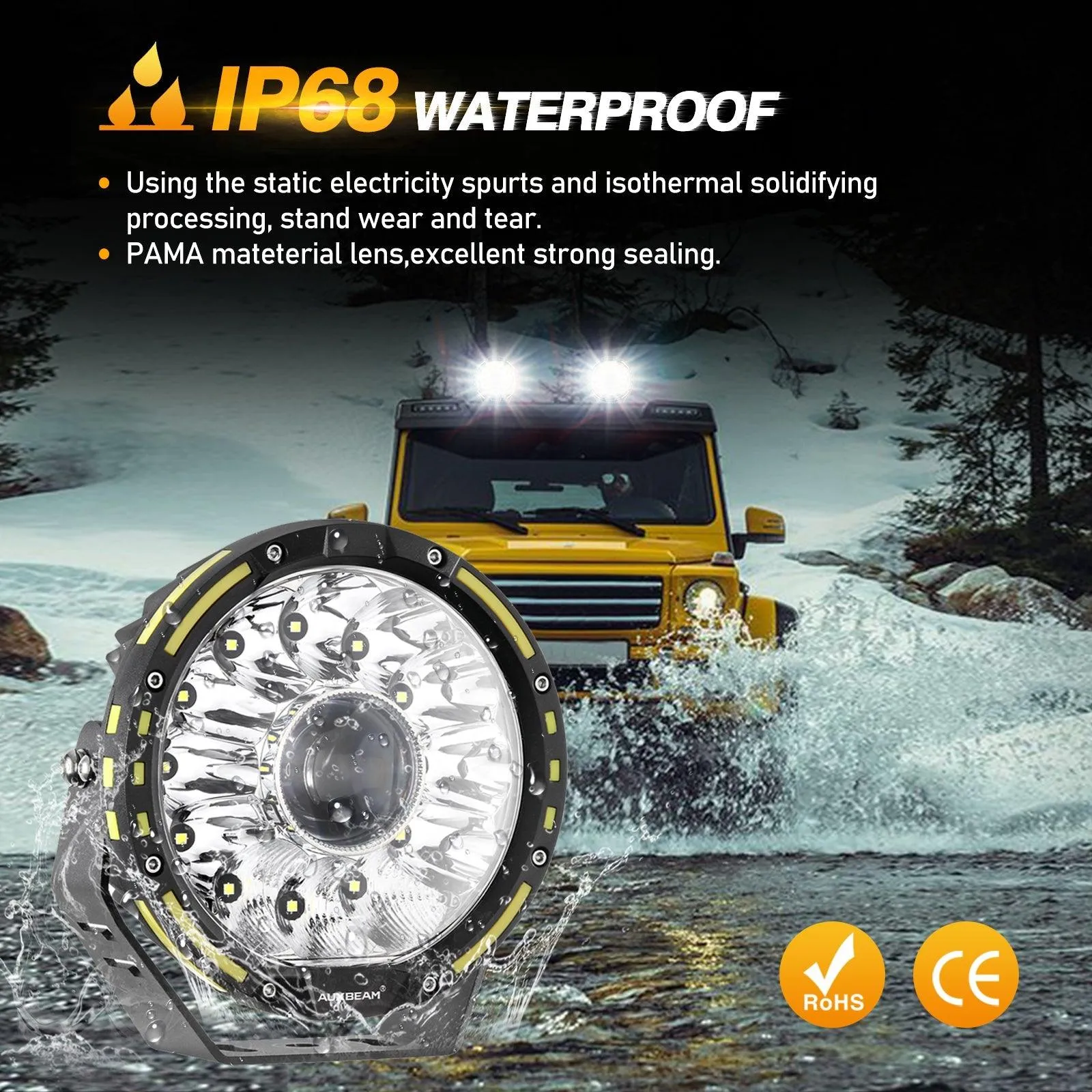 (2pcs/set) 7 Inch 230W 33332LM 360-PRO Series LED Driving Lights Amber/Black Covers(Optional) for ATV UTV SIDE BY SIDE 4X4