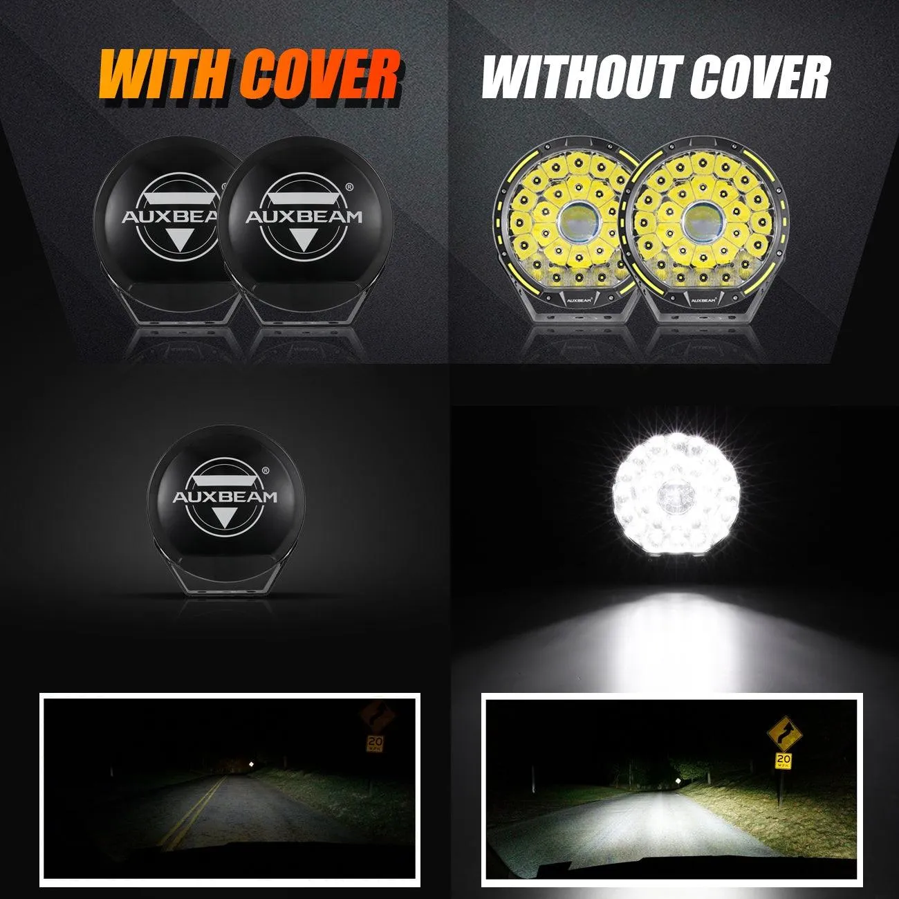 (2pcs/set) 9 INCH 270W 37776LM 360-PRO Series LED Driving Lights Amber/Black Covers(Optional) for ATV UTV SIDE BY SIDE 4X4