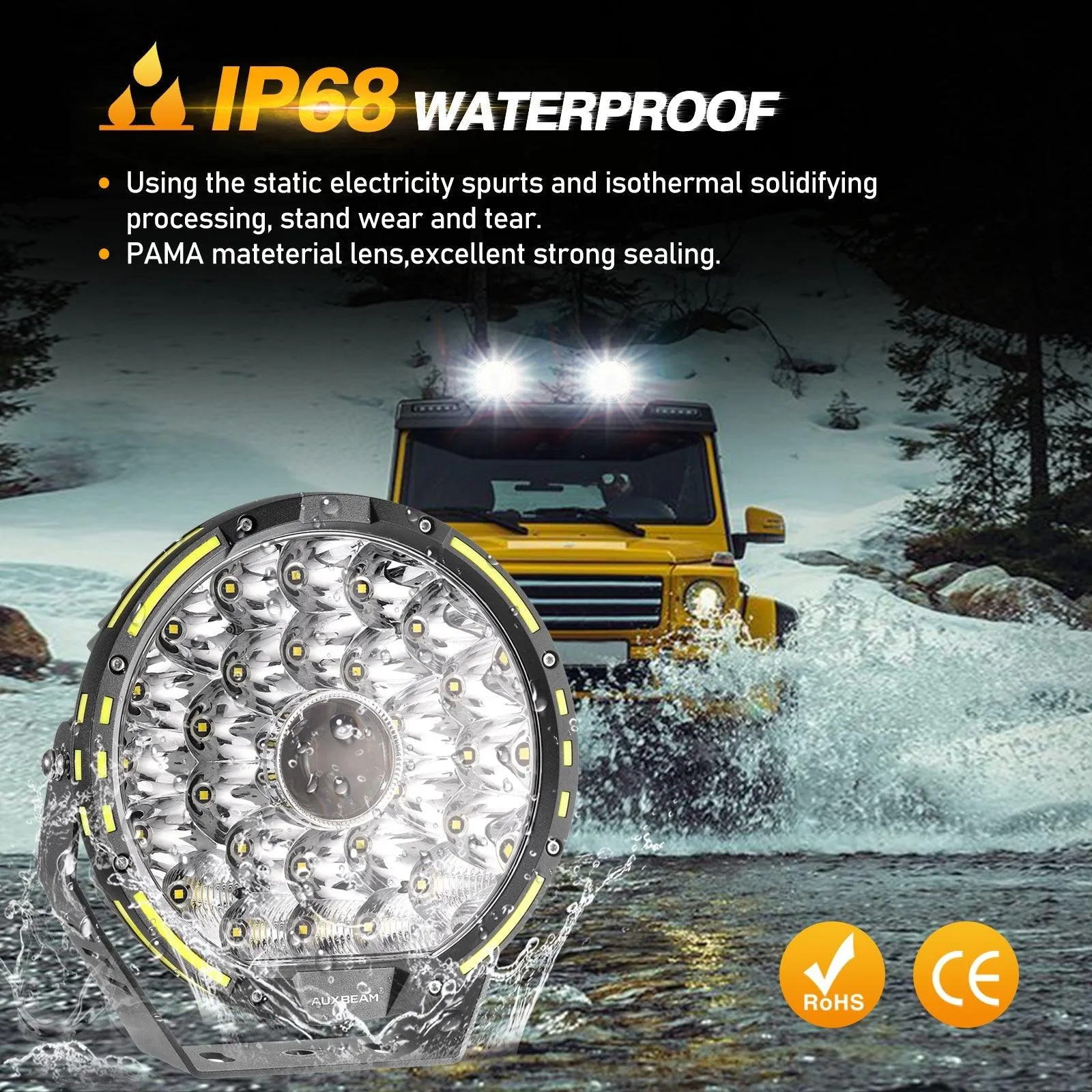 (2pcs/set) 9 INCH 270W 37776LM 360-PRO Series LED Driving Lights Amber/Black Covers(Optional) for ATV UTV SIDE BY SIDE 4X4