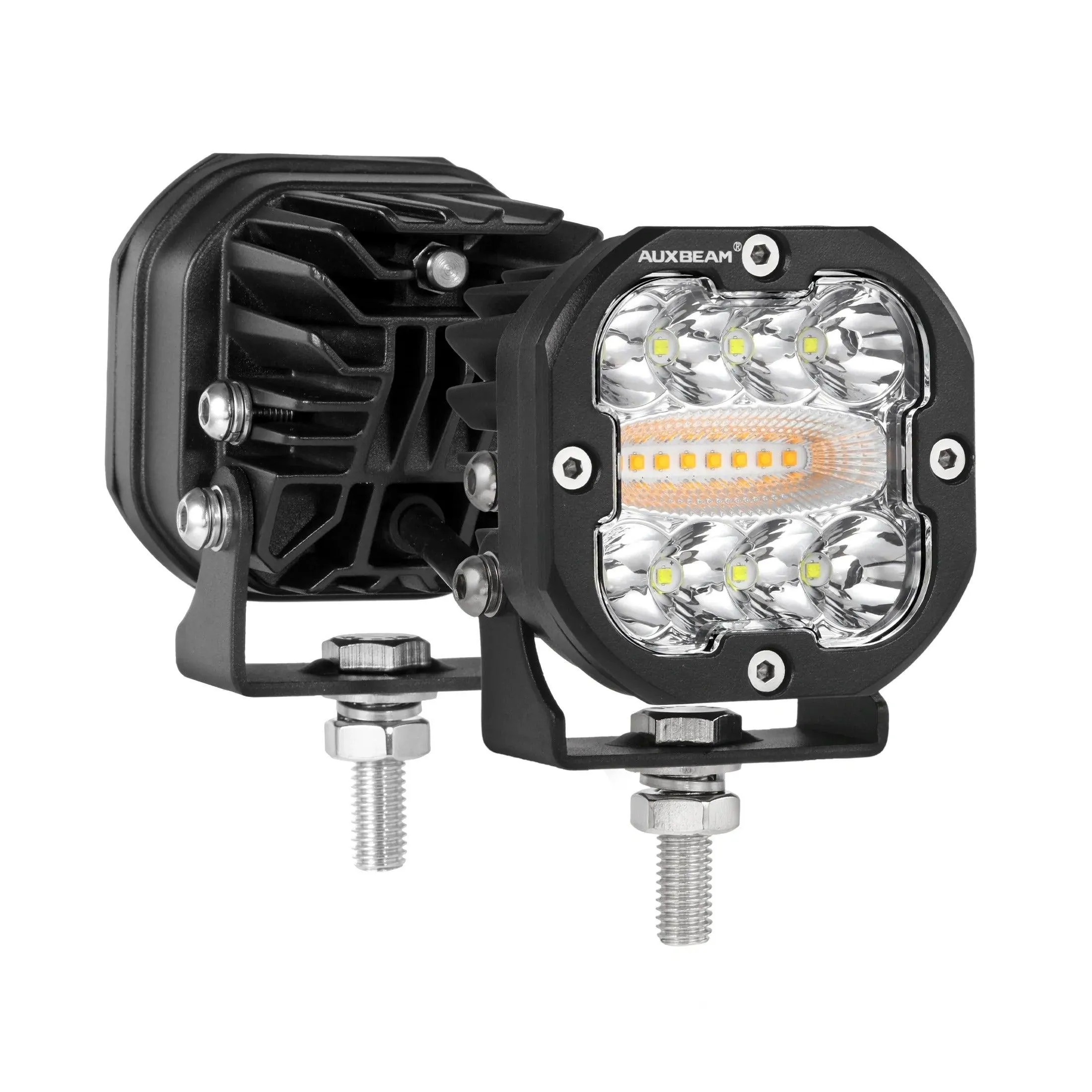 3 Inch 96W 9600 Lumens 6 Modes White&Amber Flashing LED Pod Lights