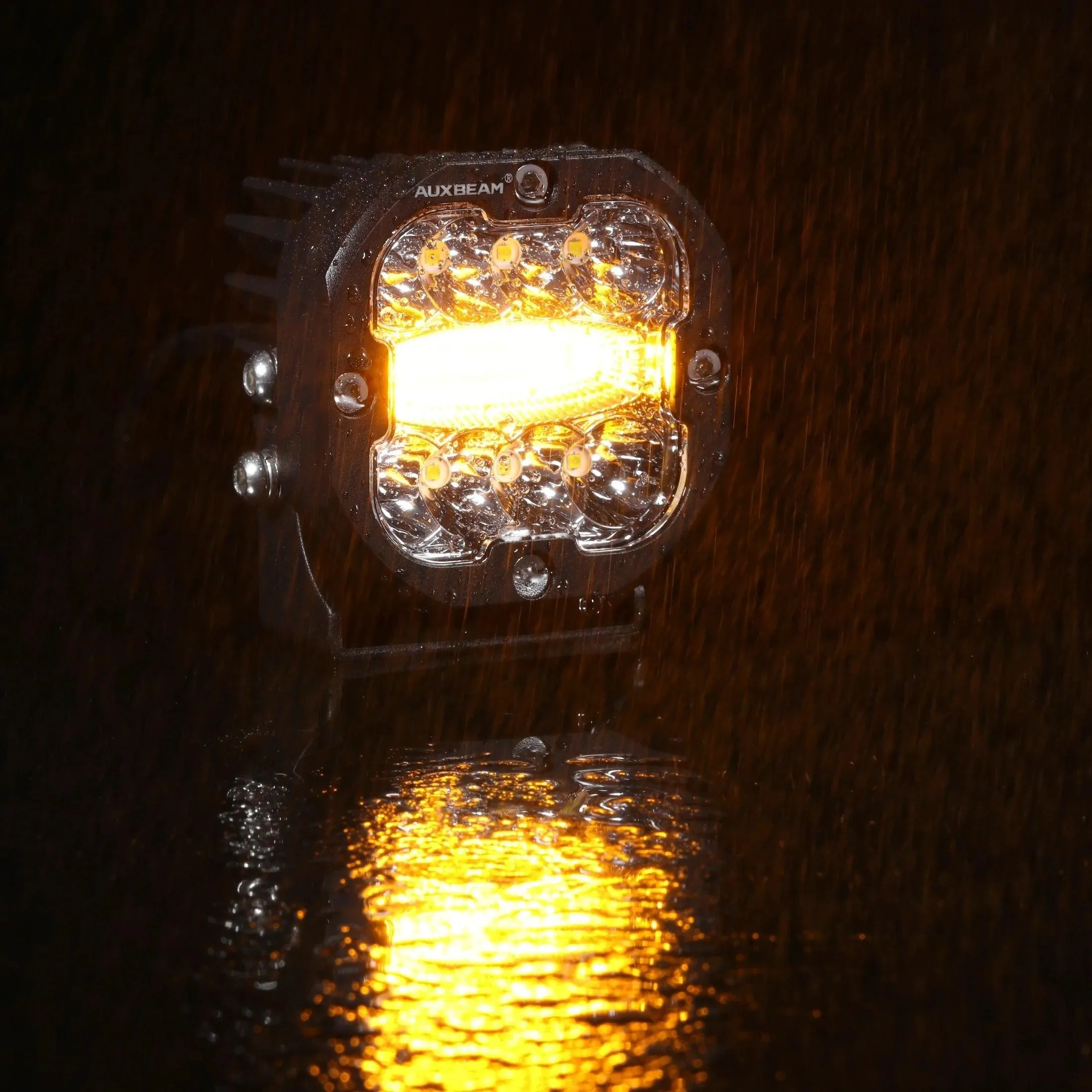 3 Inch 96W 9600 Lumens 6 Modes White&Amber Flashing LED Pod Lights