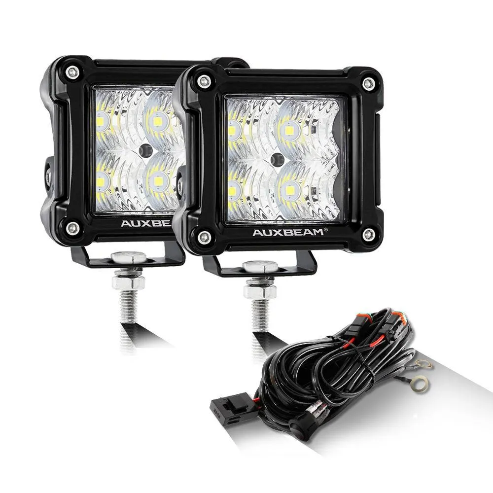 3 Inch Spot/Flood Beam LED Pods Light   Universal LED Working Lights Mounting Brackets