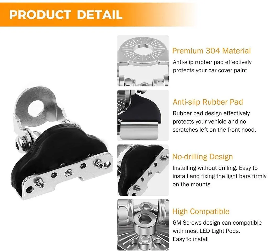 3 Inch Spot/Flood Beam LED Pods Light   Universal LED Working Lights Mounting Brackets