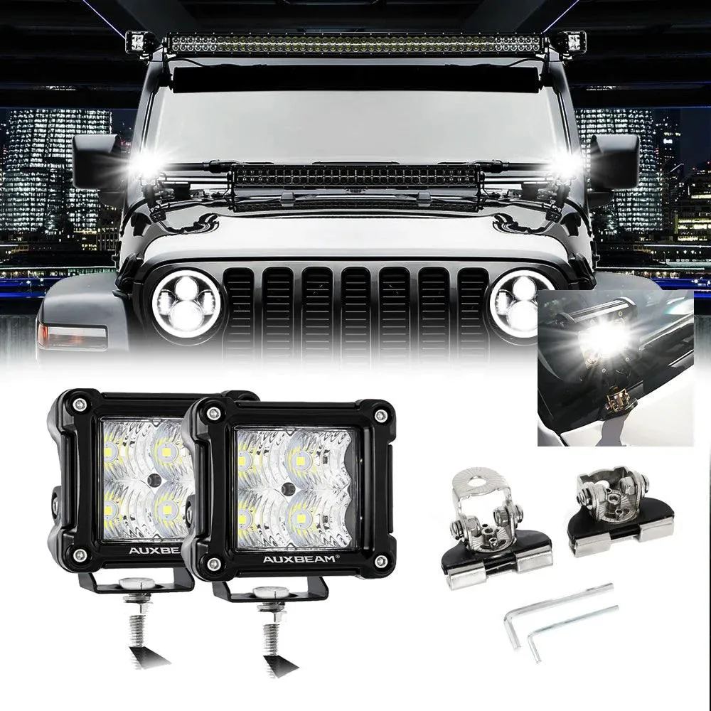 3 Inch Spot/Flood Beam LED Pods Light   Universal LED Working Lights Mounting Brackets