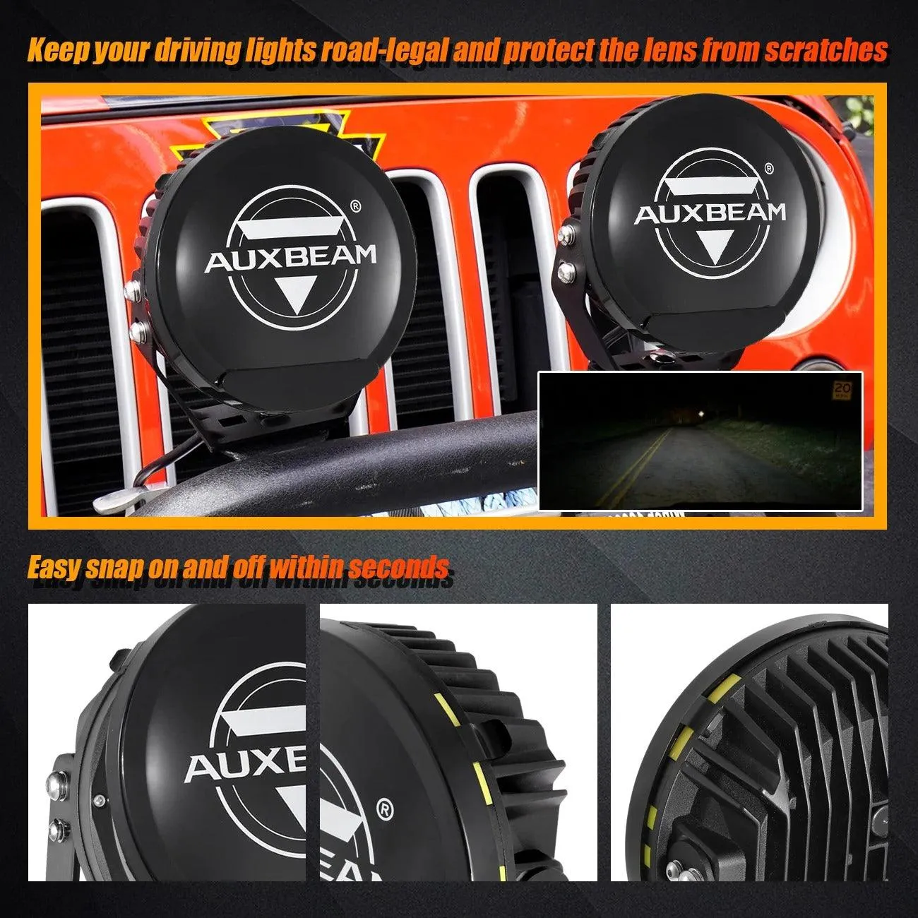 9 Inch Round LED Driving Light Black Cover Light Shield