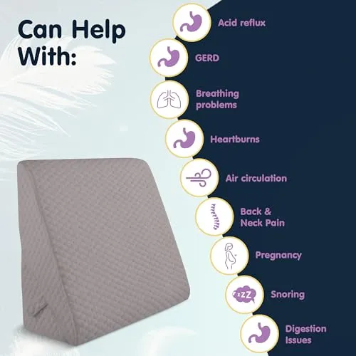 Adjustable Bed Wedge Pillow for Sleeping - Wedge Pillow for Sleep Apnea, Gerd, Acid Reflux Relief, Post Surgery - Foam Wedge Pillow for Back Pain Relief, Sleep Apnea Pillow Wedge or for Seniors