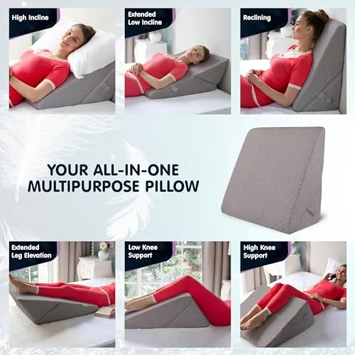 Adjustable Bed Wedge Pillow for Sleeping - Wedge Pillow for Sleep Apnea, Gerd, Acid Reflux Relief, Post Surgery - Foam Wedge Pillow for Back Pain Relief, Sleep Apnea Pillow Wedge or for Seniors