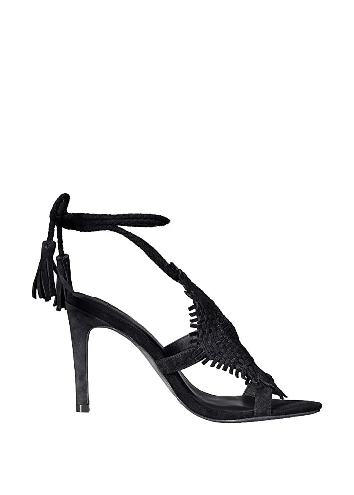 Ady Woven Ankle Wrap Heel - Black