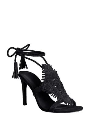 Ady Woven Ankle Wrap Heel - Black