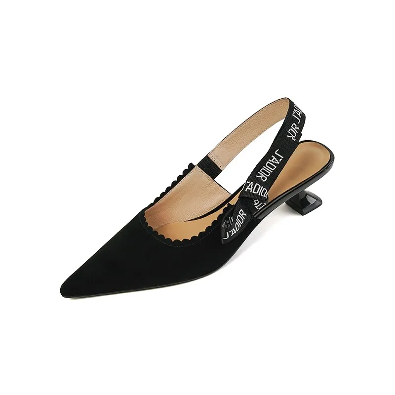 Amozae 2023 new Women sandals natural leather 22-25cm kid suede/fabric pigskin sheepskin pointed toe women sandals high heel