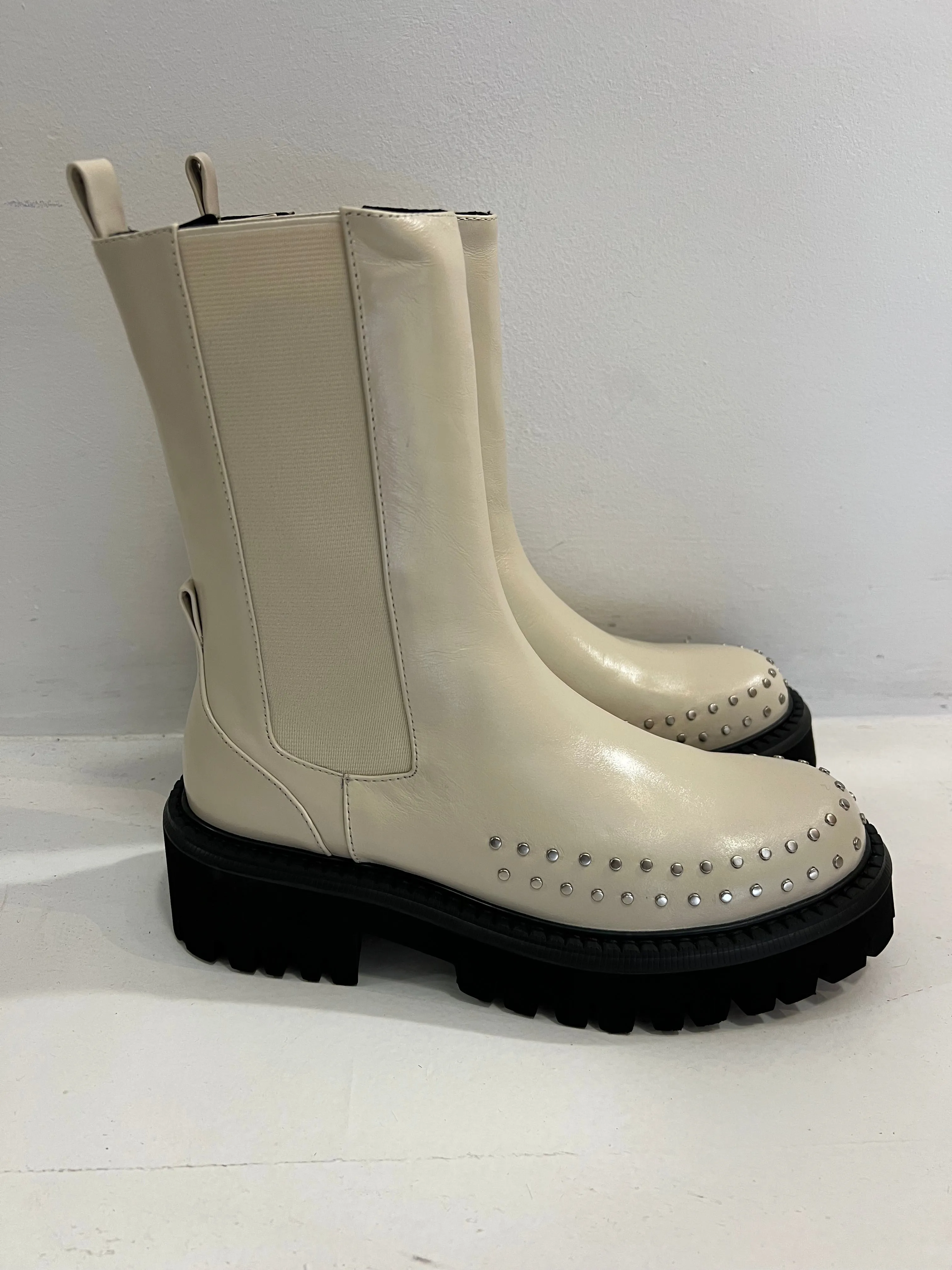 Bibi Lou Cream Stud Chelsea Boot