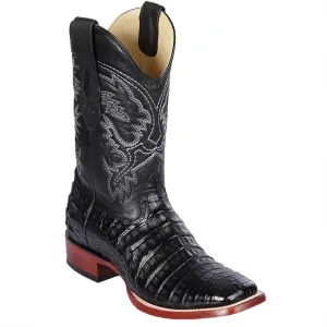 Black Caiman Square Toe Cowboy Boots