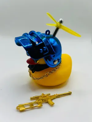 Car Dashboard Ducks with Metallic Helmet