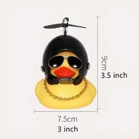 Car Dashboard Ducks with Metallic Helmet