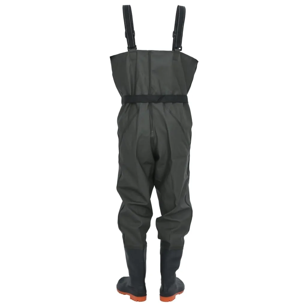 Chest Waders with Boots and Belt Dark Green Size 40