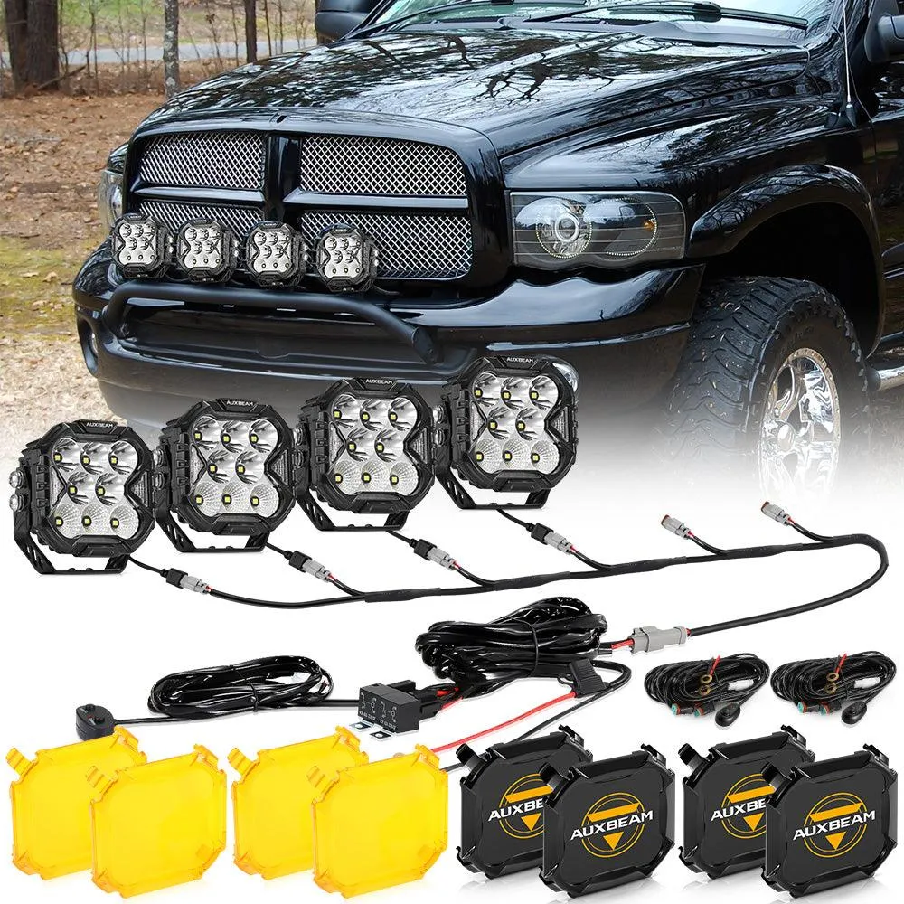 CUBE-Z Series 4 Inch Combo LED Pod Lights Off Road Lights with White DRL & Amber Turn Signal Lights