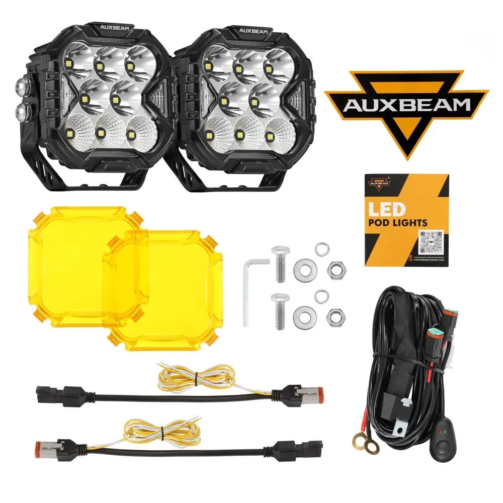 CUBE-Z Series 4 Inch Combo LED Pod Lights Off Road Lights with White DRL & Amber Turn Signal Lights