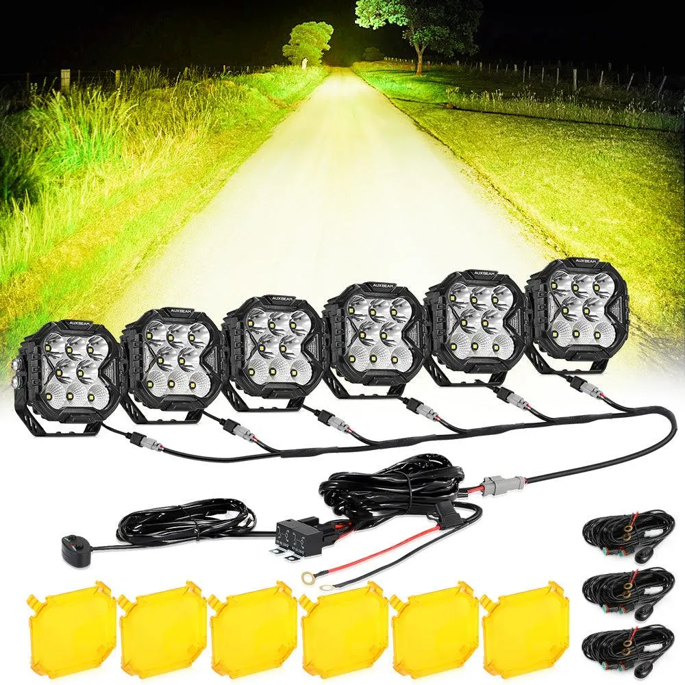 CUBE-Z Series 4 Inch Combo LED Pod Lights Off Road Lights with White DRL & Amber Turn Signal Lights