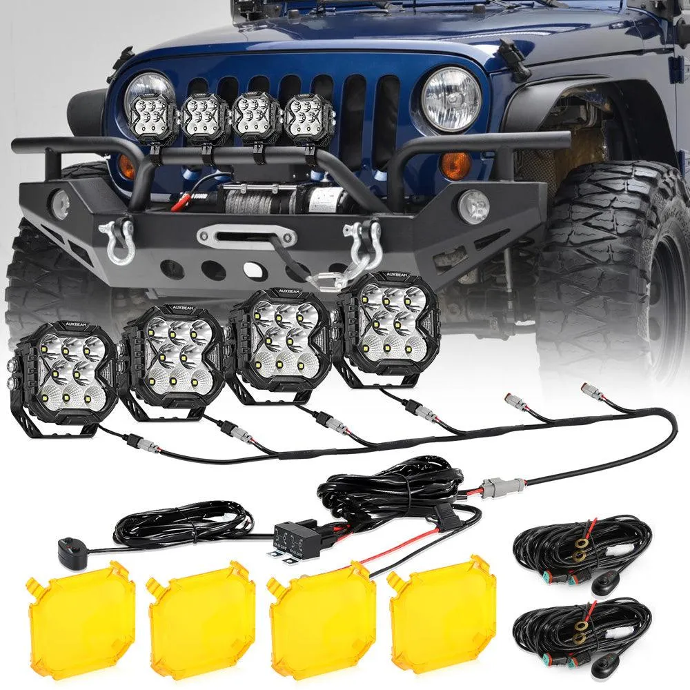 CUBE-Z Series 4 Inch Combo LED Pod Lights Off Road Lights with White DRL & Amber Turn Signal Lights