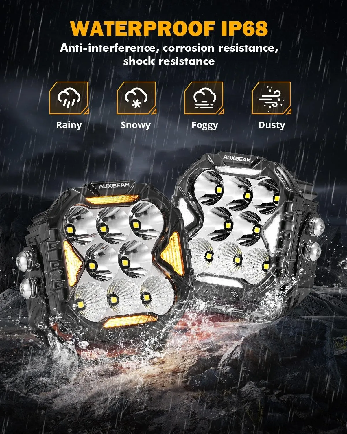 CUBE-Z Series 4 Inch Combo LED Pod Lights Off Road Lights with White DRL & Amber Turn Signal Lights