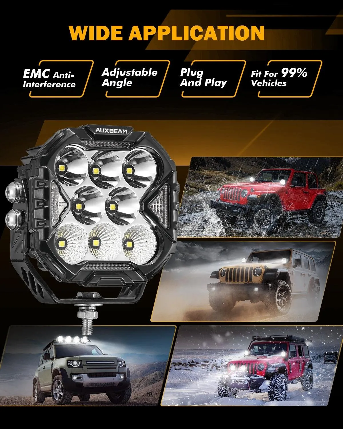 CUBE-Z Series 4 Inch Combo LED Pod Lights Off Road Lights with White DRL & Amber Turn Signal Lights