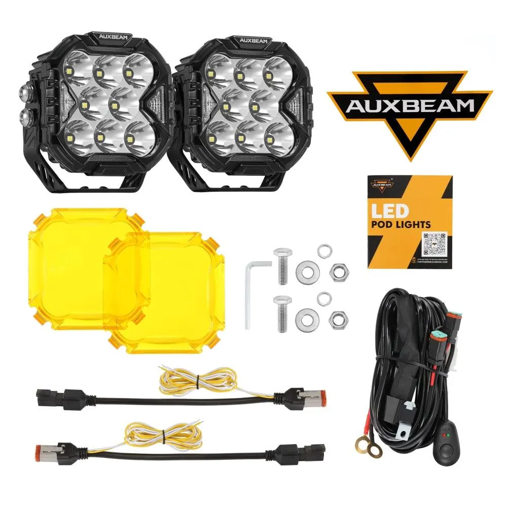 CUBE-Z Series 4 Inch Spot LED Pod Lights Off Road Lights with White DRL & Amber Turn Signal Lights