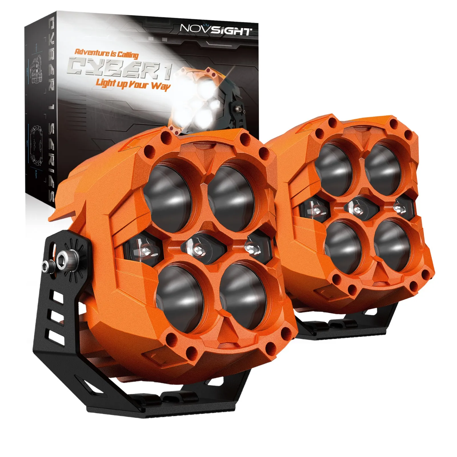 CYBER 1 Series | 6-inch LED Pod Lights White and Amber Light Cyber Orange