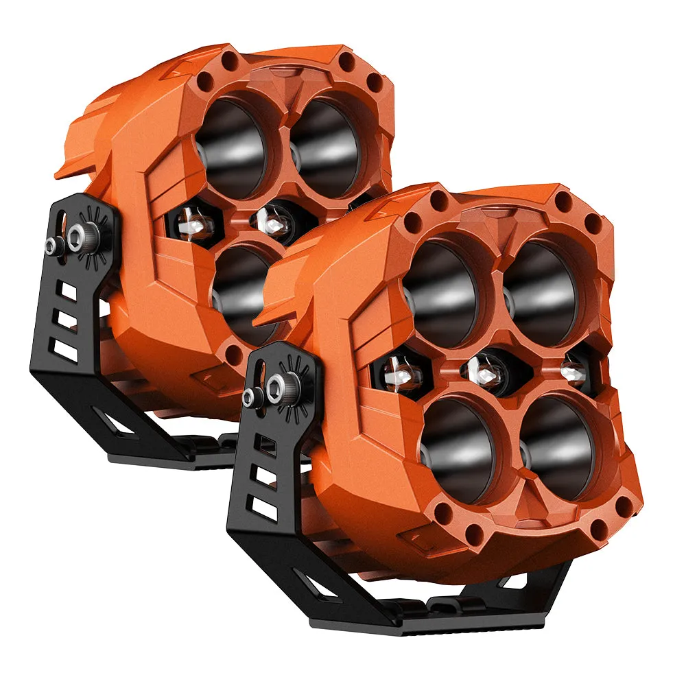 CYBER 1 Series | 6-inch LED Pod Lights White and Amber Light Cyber Orange