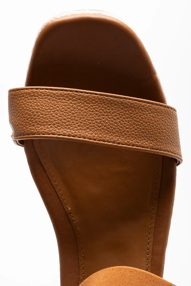Elastic Espadrille Wedge Brown