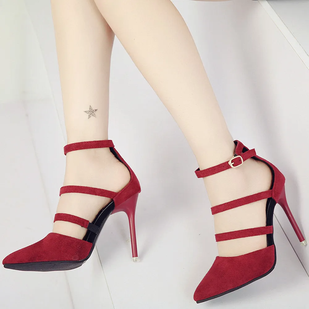 Fashion Women Ladies Sandals Ankle High Heels Block Party Open Toe Shoes