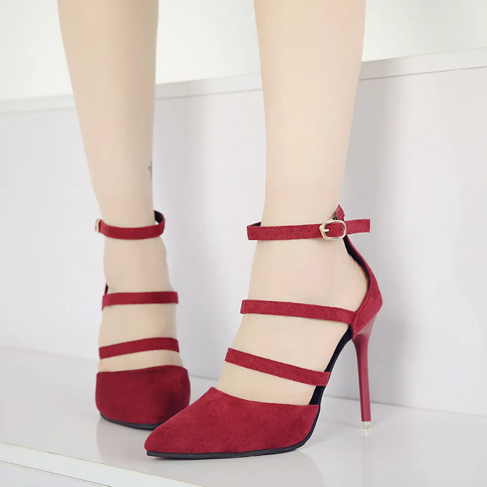 Fashion Women Ladies Sandals Ankle High Heels Block Party Open Toe Shoes