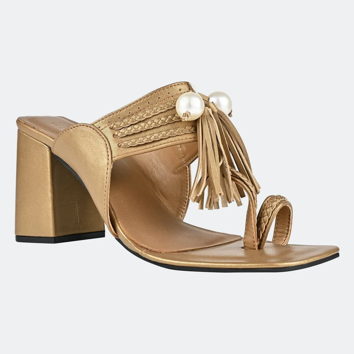 Gold Kolhapuri Heel For Women