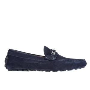 HENRY SARTORIAL Calf Driving Shoes with Metal Trim NAVY