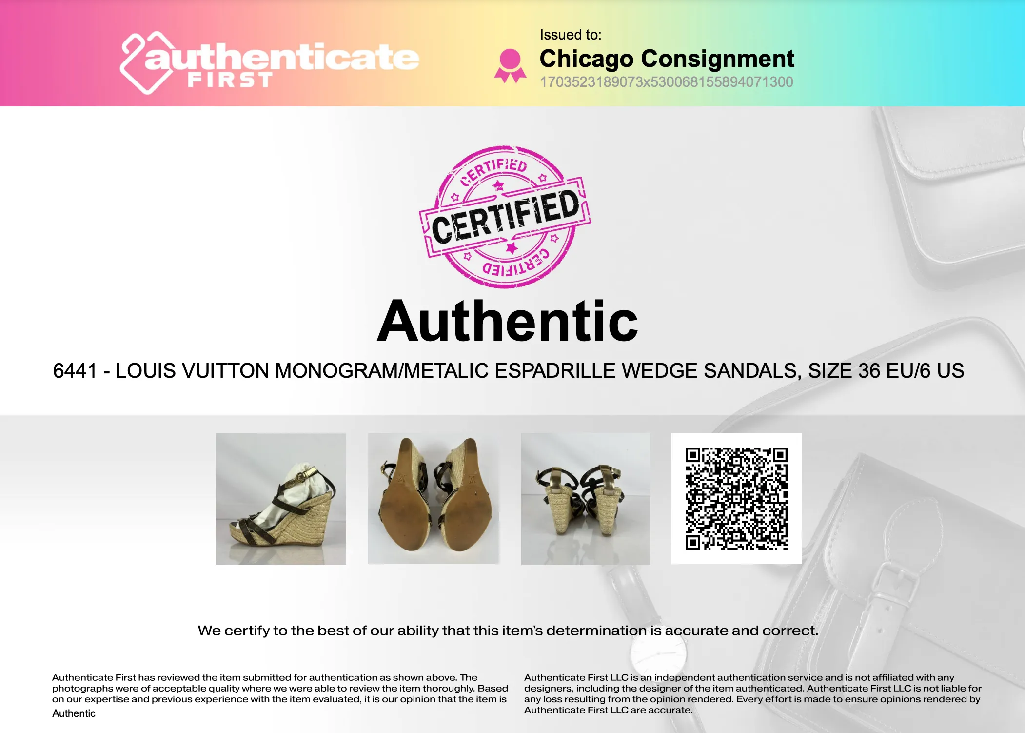 Louis Vuitton Monogram/Metallic Espadrille Wedge Sandals, Size 36 EU/6 US