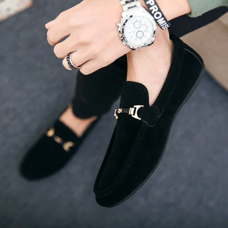 Mental Solid Loafers Mens Shoes High Quality Soft Driving Flats Male Walking Shoes Suede Casual Slip on Loafers Mocasines Hombre
