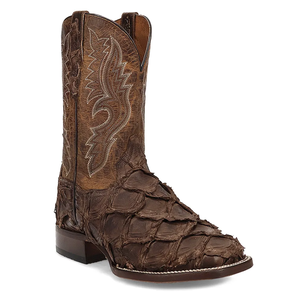 Raymond Pirarucu Embroidered Square Toe Cowboy Boots