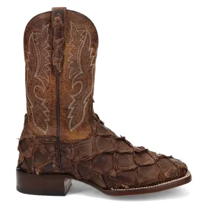 Raymond Pirarucu Embroidered Square Toe Cowboy Boots