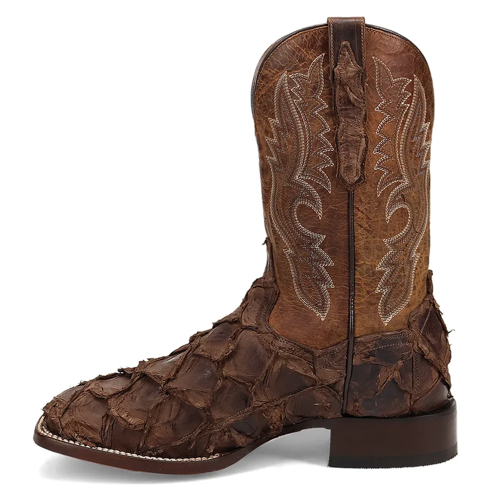 Raymond Pirarucu Embroidered Square Toe Cowboy Boots