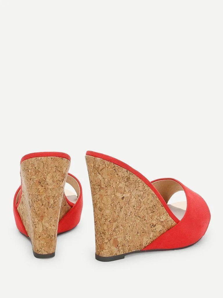 Suede Platform Wedge Mules
