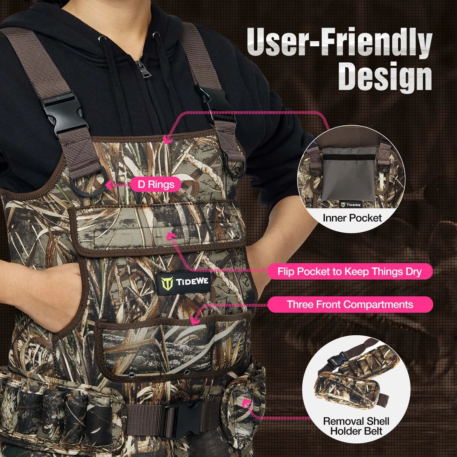 TideWe®Chest Neoprene Waders for Women Waterfowl Duck Waders