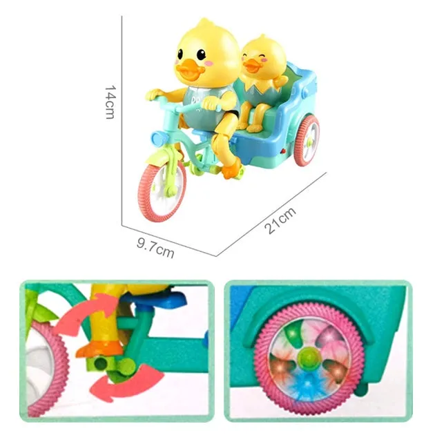 Tricycle riding Duck Battery Toy for Small Children - Multicolor