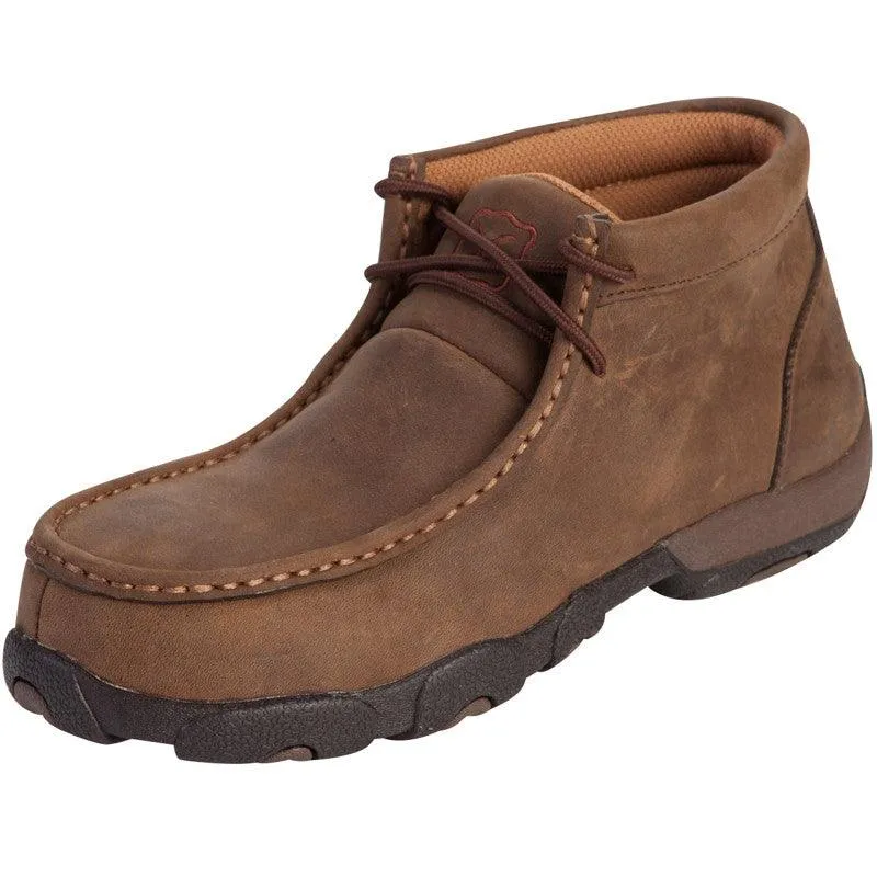 Twisted X Women's Distressed Saddle Leather Steel Toe Driving Mocs WDMST01
