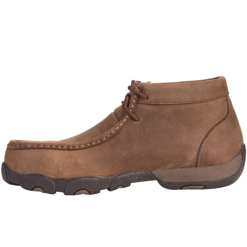 Twisted X Women's Distressed Saddle Leather Steel Toe Driving Mocs WDMST01