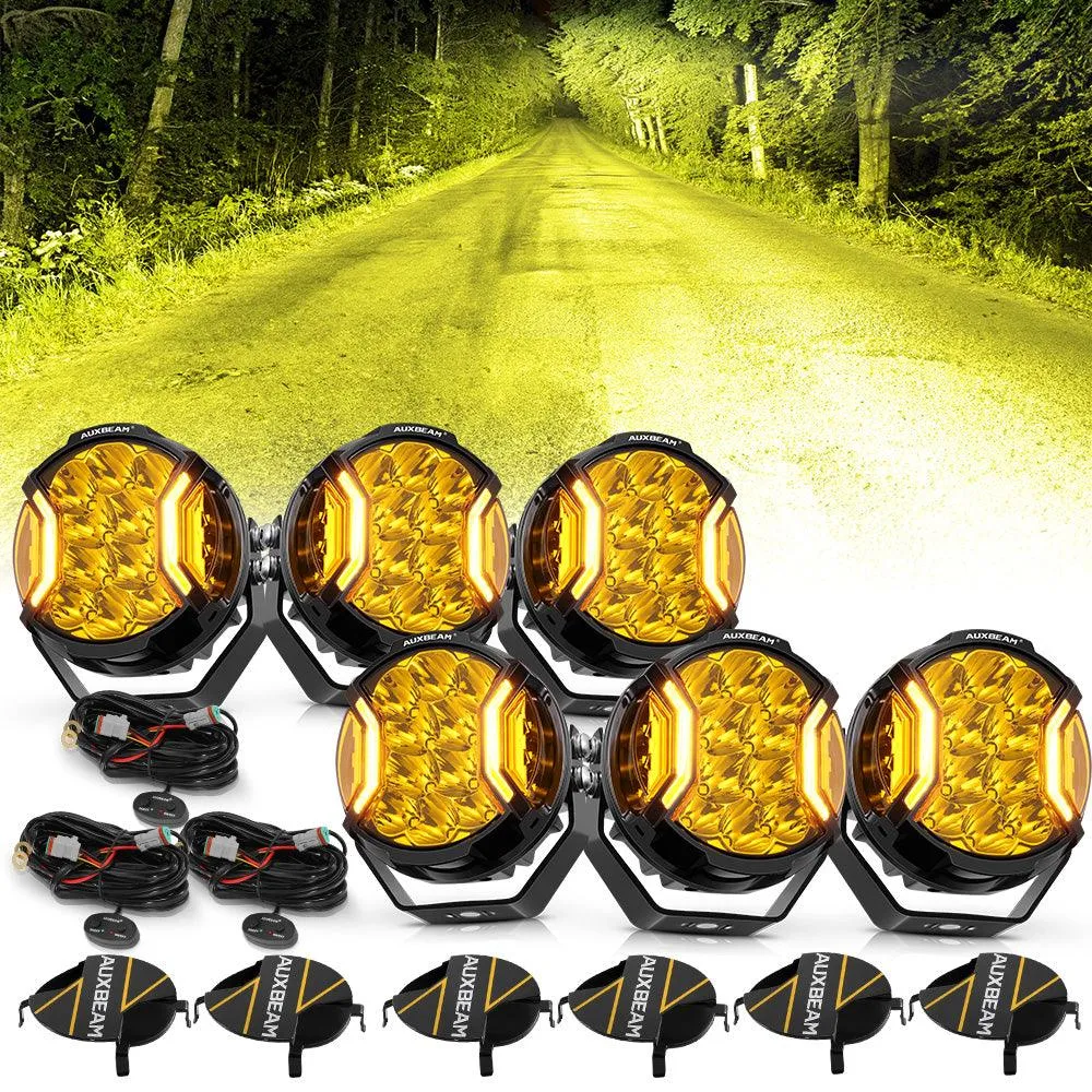 V-ULTRA Series | 5 Inch 172W LED Side Shooter Amber/White Pod Lights with Amber DRL